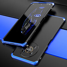 Coque Luxe Aluminum Metal Housse Etui 360 Degres pour Huawei Honor Magic4 Lite 5G Bleu et Noir