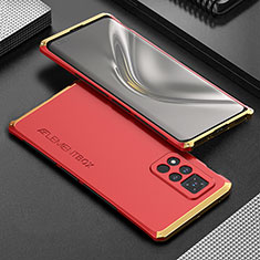 Coque Luxe Aluminum Metal Housse Etui 360 Degres pour Huawei Honor V40 5G Or et Rouge