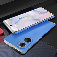 Coque Luxe Aluminum Metal Housse Etui 360 Degres pour Huawei Nova 9 Argent et Bleu