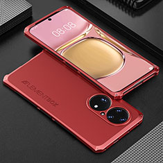 Coque Luxe Aluminum Metal Housse Etui 360 Degres pour Huawei P50 Rouge