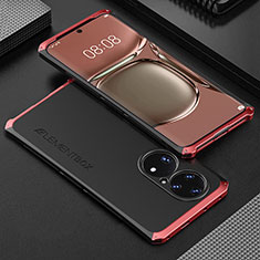 Coque Luxe Aluminum Metal Housse Etui 360 Degres pour Huawei P50 Rouge et Noir