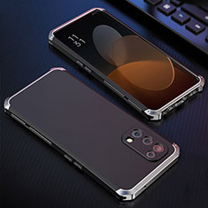 Coque Luxe Aluminum Metal Housse Etui 360 Degres pour Oppo Find X3 Lite 5G Argent et Noir