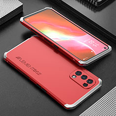 Coque Luxe Aluminum Metal Housse Etui 360 Degres pour Oppo K9 5G Argent et Rouge