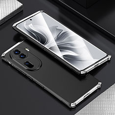 Coque Luxe Aluminum Metal Housse Etui 360 Degres pour Oppo Reno11 Pro 5G Argent et Noir