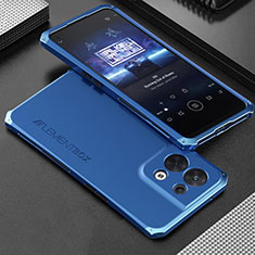 Coque Luxe Aluminum Metal Housse Etui 360 Degres pour Oppo Reno8 5G Bleu