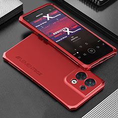 Coque Luxe Aluminum Metal Housse Etui 360 Degres pour Oppo Reno9 5G Rouge