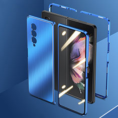 Coque Luxe Aluminum Metal Housse Etui 360 Degres pour Samsung Galaxy Z Fold3 5G Bleu