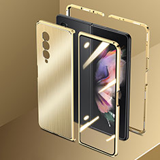 Coque Luxe Aluminum Metal Housse Etui 360 Degres pour Samsung Galaxy Z Fold3 5G Or