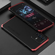 Coque Luxe Aluminum Metal Housse Etui 360 Degres pour Vivo V23 5G Rouge et Noir