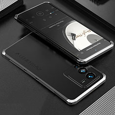 Coque Luxe Aluminum Metal Housse Etui 360 Degres pour Vivo V25 Pro 5G Argent et Noir