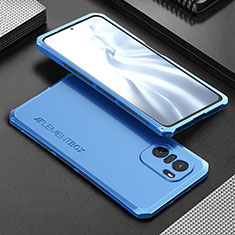 Coque Luxe Aluminum Metal Housse Etui 360 Degres pour Xiaomi Mi 11i 5G Bleu