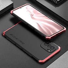 Coque Luxe Aluminum Metal Housse Etui 360 Degres pour Xiaomi Mi 11i 5G Rouge et Noir