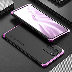 Coque Luxe Aluminum Metal Housse Etui 360 Degres pour Xiaomi Mi 11i 5G Violet