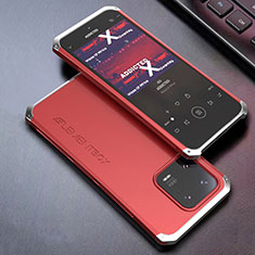 Coque Luxe Aluminum Metal Housse Etui 360 Degres pour Xiaomi Mi 13 5G Argent et Rouge