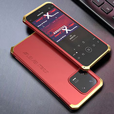 Coque Luxe Aluminum Metal Housse Etui 360 Degres pour Xiaomi Mi 13 5G Or et Rouge