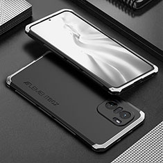 Coque Luxe Aluminum Metal Housse Etui 360 Degres pour Xiaomi Poco F3 5G Argent et Noir