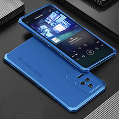 Coque Luxe Aluminum Metal Housse Etui 360 Degres pour Xiaomi Poco F4 5G Bleu