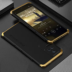 Coque Luxe Aluminum Metal Housse Etui 360 Degres pour Xiaomi Poco F4 5G Or et Noir