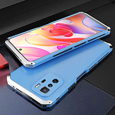 Coque Luxe Aluminum Metal Housse Etui 360 Degres pour Xiaomi Poco X3 GT 5G Argent et Bleu