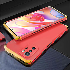 Coque Luxe Aluminum Metal Housse Etui 360 Degres pour Xiaomi Poco X3 GT 5G Or et Rouge