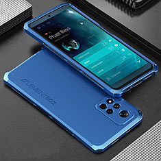 Coque Luxe Aluminum Metal Housse Etui 360 Degres pour Xiaomi Poco X4 NFC Bleu