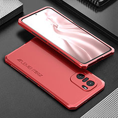 Coque Luxe Aluminum Metal Housse Etui 360 Degres pour Xiaomi Redmi K40 Pro 5G Rouge