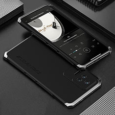 Coque Luxe Aluminum Metal Housse Etui 360 Degres pour Xiaomi Redmi K40S 5G Argent et Noir