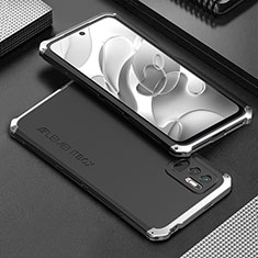 Coque Luxe Aluminum Metal Housse Etui 360 Degres pour Xiaomi Redmi Note 10 JE 5G Argent et Noir