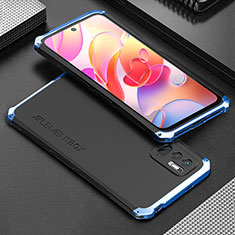 Coque Luxe Aluminum Metal Housse Etui 360 Degres pour Xiaomi Redmi Note 10 JE 5G Bleu et Noir