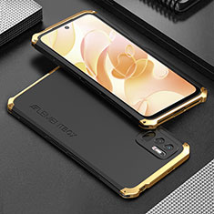 Coque Luxe Aluminum Metal Housse Etui 360 Degres pour Xiaomi Redmi Note 10 JE 5G Or et Noir