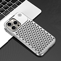 Coque Luxe Aluminum Metal Housse Etui 360 Degres QC3 pour Apple iPhone 14 Pro Argent