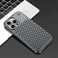 Coque Luxe Aluminum Metal Housse Etui 360 Degres QC3 pour Apple iPhone 16 Pro Gris Fonce