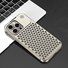 Coque Luxe Aluminum Metal Housse Etui 360 Degres QC3 pour Apple iPhone 16 Pro Or