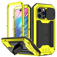 Coque Luxe Aluminum Metal Housse Etui 360 Degres RJ1 pour Apple iPhone 15 Pro Jaune