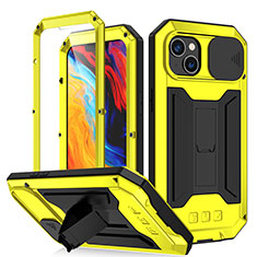 Coque Luxe Aluminum Metal Housse Etui 360 Degres RJ2 pour Apple iPhone 14 Jaune