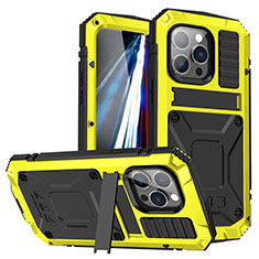 Coque Luxe Aluminum Metal Housse Etui 360 Degres RJ2 pour Apple iPhone 14 Pro Jaune