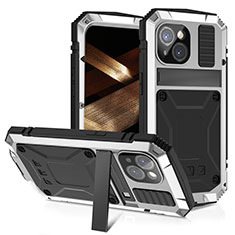Coque Luxe Aluminum Metal Housse Etui 360 Degres RJ4 pour Apple iPhone 14 Argent