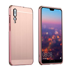 Coque Luxe Aluminum Metal Housse Etui A01 pour Huawei P20 Pro Or Rose