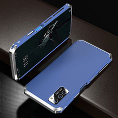 Coque Luxe Aluminum Metal Housse Etui M01 pour Huawei Honor V30 5G Argent et Bleu