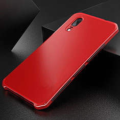 Coque Luxe Aluminum Metal Housse Etui M01 pour Huawei P20 Rouge