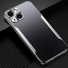 Coque Luxe Aluminum Metal Housse Etui M05 pour Apple iPhone 14 Argent