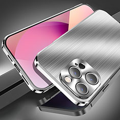 Coque Luxe Aluminum Metal Housse Etui M06 pour Apple iPhone 13 Pro Argent