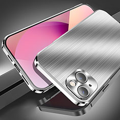 Coque Luxe Aluminum Metal Housse Etui M06 pour Apple iPhone 14 Argent