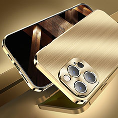 Coque Luxe Aluminum Metal Housse Etui M06 pour Apple iPhone 14 Pro Max Or