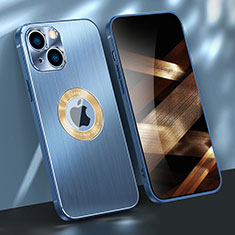 Coque Luxe Aluminum Metal Housse Etui M08 pour Apple iPhone 15 Bleu