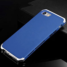 Coque Luxe Aluminum Metal Housse Etui pour Apple iPhone 8 Bleu