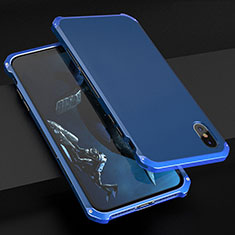 Coque Luxe Aluminum Metal Housse Etui pour Apple iPhone X Bleu