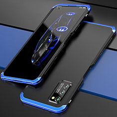 Coque Luxe Aluminum Metal Housse Etui pour Huawei Honor V30 5G Bleu et Noir