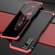 Coque Luxe Aluminum Metal Housse Etui pour Huawei Honor V30 5G Rouge et Noir