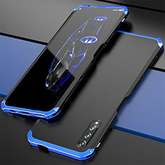 Coque Luxe Aluminum Metal Housse Etui pour Huawei P Smart Pro (2019) Bleu et Noir